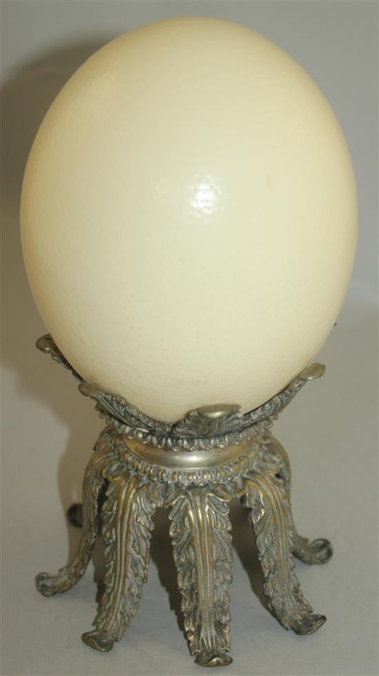 Manner of Redmile. An ostrich egg, 9.75in.